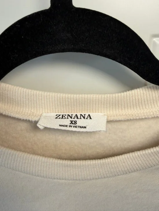 Zenana Cream Cropped Elastic Hem Sweatshirt 🍦 - Picture 3 of 4